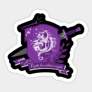 Dog crest, fight for what's right - Purple Sticker